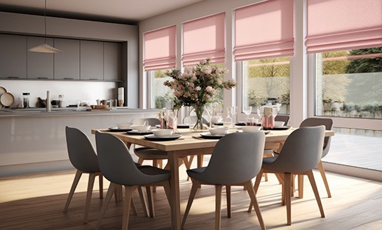 Dining room with interior shades