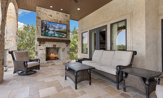 Outdoor patio with doors